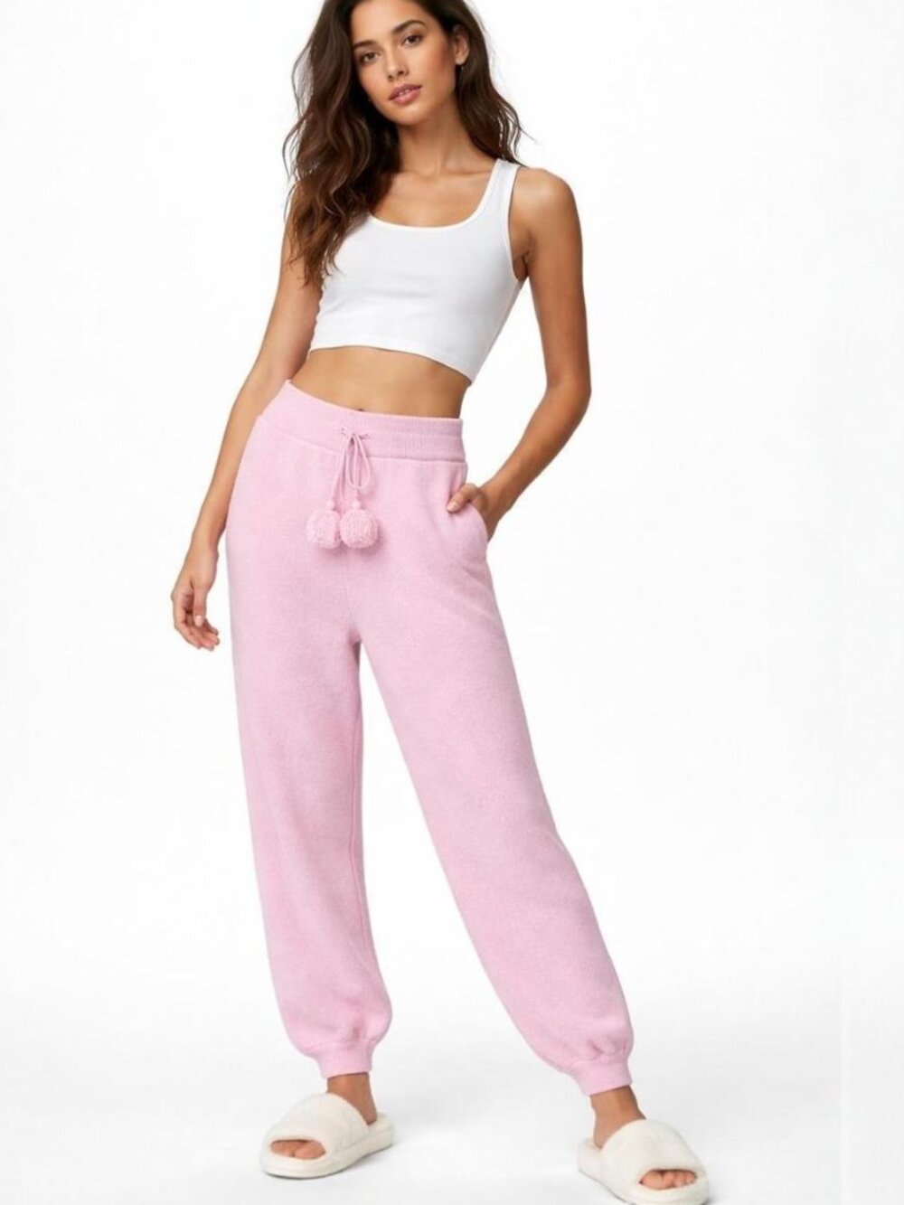 LoveShackFancy Tristan Wool & Cashmere Jogger Pants – Pink